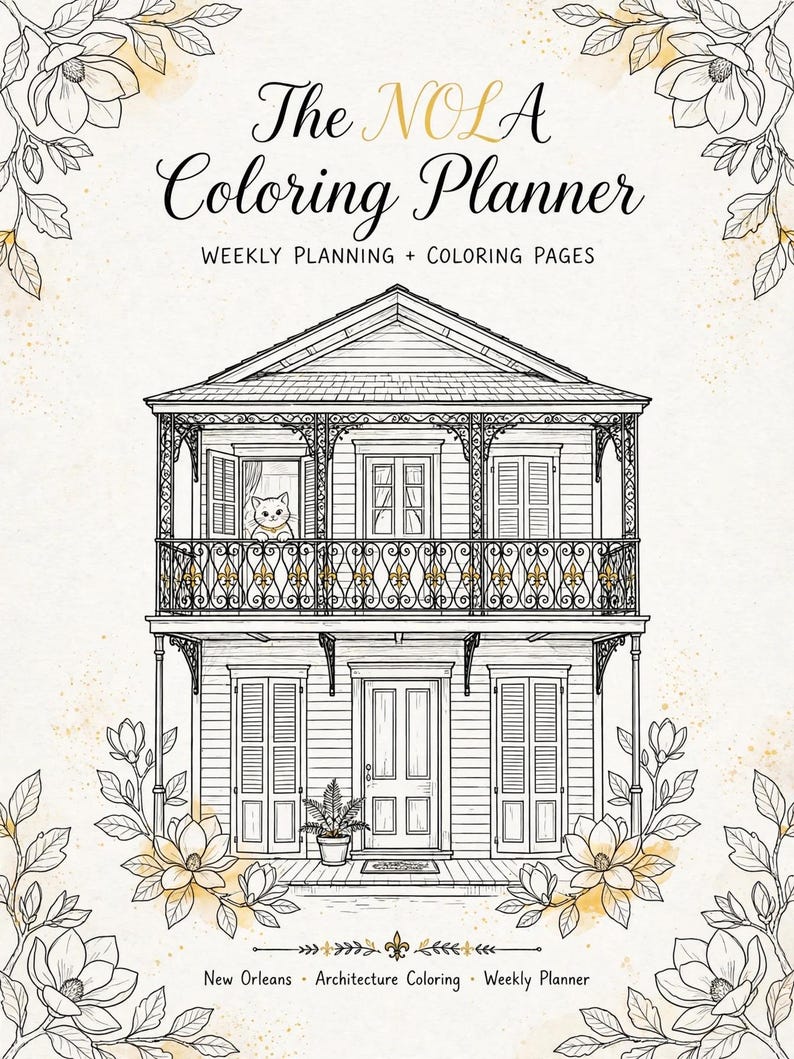 New Orleans Coloring Planner Printable | Undated Weekly Planner With ...