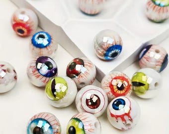 Eyeball Beads, 10pcs Halloween Eye Beads for Jewelry Making