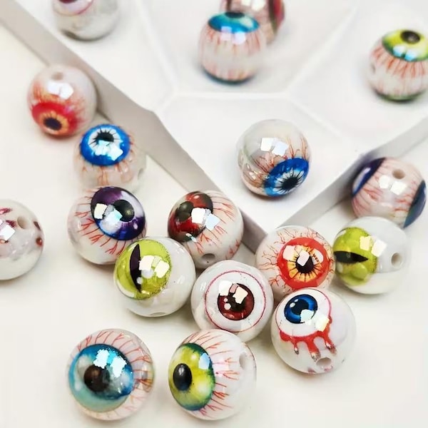 Eyeball Beads, 10pcs Halloween Eye Beads for Jewelry Making