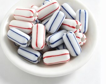 8pcs Hand-painted blue and white ceramic beads, Large hole, Straight tube, Loose beads, bracelet, necklace, DIY jewelry, beading materials