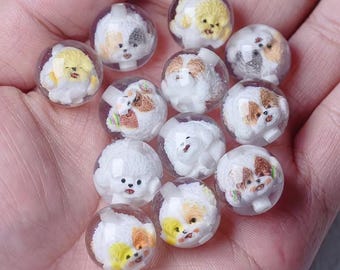16mm Cartoon Animals and Puppies Decorative Beads, Random Color Spacer Beads for Jewelry Making