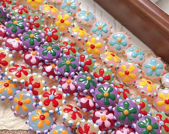 8 Farbe Option Bunte Glasur Blumen Perlen
