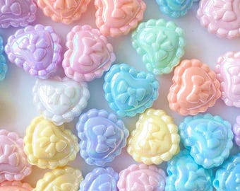 Pastel Princess Heart Acrylic Beads (19*22mm) DIY Jewelry Making