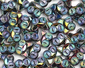 Black Big-Eyed Cute Kitten Beads | Loose Charms for DIY Bracelet Earrings | Jewelry Making Components