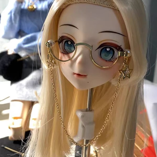 children toy BJD 1/4 1/6 doll's Photo props Accessoriess gold Half-rim glasses