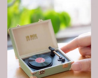 1/6 Scale Miniature Dollhouse Retro Gramophone Vinyl Record Player for BJD Blyth Doll Accessories