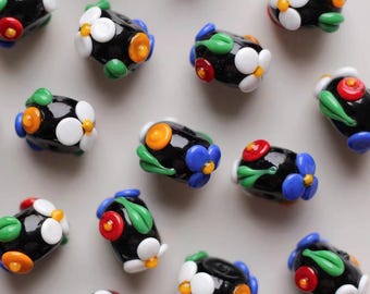 Wreath Wheel Beads,Flower Lampwork Glass Mosaic ,DIY Jewelry Making Material Beads