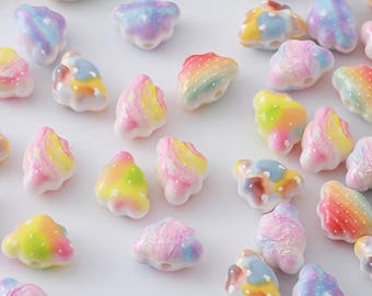 10pcs Random color Rainbow Cloud Resin Spacer Beads DIY Bracelet Keychain Jewelry Making Supplies