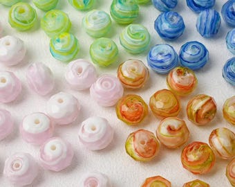 10pcs Oil Painting Faceted Glaze Beads Dyeing Flat Round Beads Scattered Beads  Beads for Jewelry Making, DIY Craft Supplies