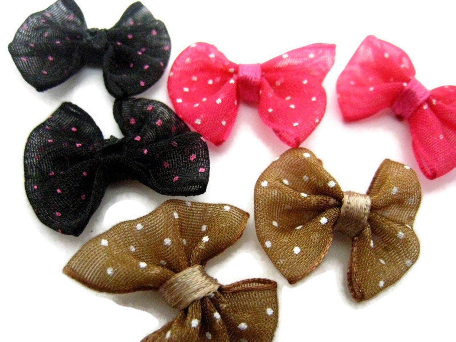 6 Organza-Pois Knoten 23 x 20mm schwarz rosa und braune weiße | Etsy