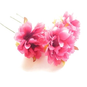 3 oeillets fuchsias soie artificielle 3 cm,fleurs sur tiges,fleurs scrapbooking,fleurs pour couronnes,fleurs artificielles,fleurs cheveux image 3