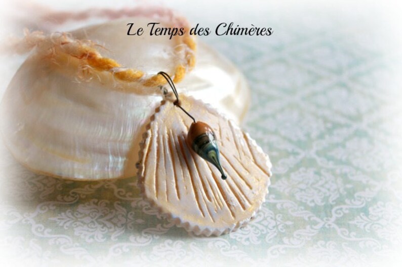 Pastel and gold ethnic style of cold porcelain pendant necklace