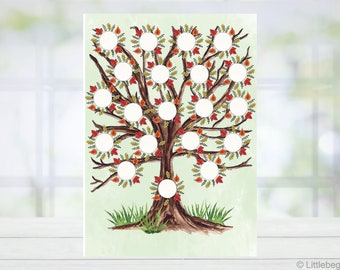 Family tree, PDF digital format, watercolor illustration