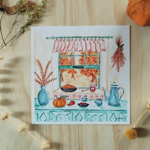 Carte cuisine d'automne, illustration aquarelle, impression d'art