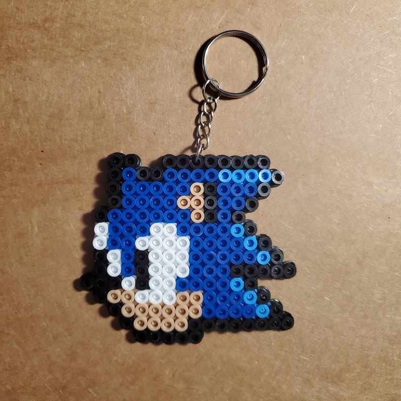 Sonic the Hedgehog Perler Bead Keychain Sonic Etsy