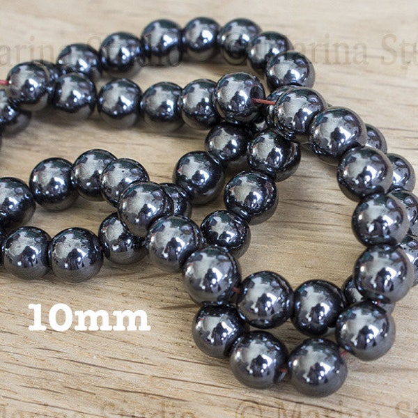 10 perles Hématite 10mm ou 8mm  ou 6mm---Minimum de commande 5 euros hors frais d'envois