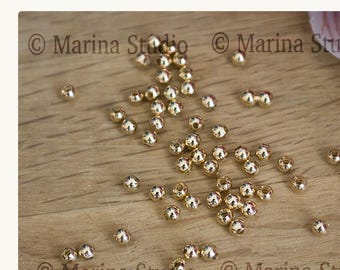 Perles plaqué or 2mm ou 3mm ou 4mm  18K - 18 carat 2mm---Minimum de commande 5 euros hors frais d'envois