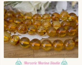 RARES lot de perles ambre naturelle 8mm ou 6mm - Origine mer baltique 100% authentique - Haute qualité A+