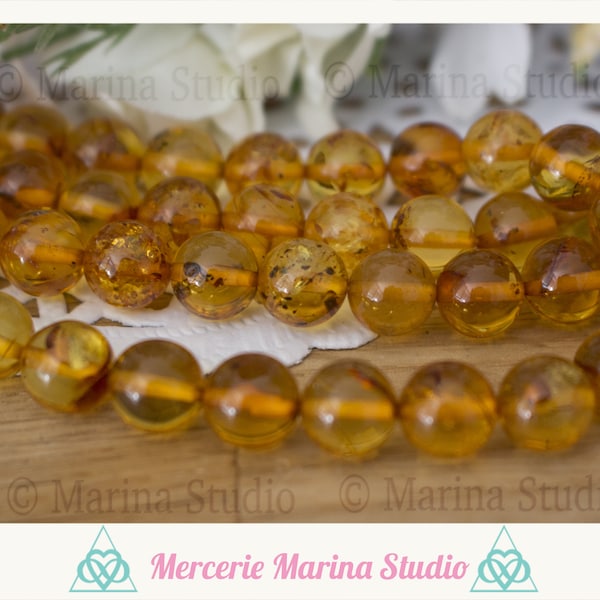 RARES lot de perles ambre naturelle 8mm ou 6mm - Origine mer baltique 100% authentique - Haute qualité A+