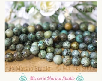 10 Véritables perles en turquoise africaine 8mm ou 6mm 100% naturelle---Minimum de commande 5 euros hors frais d'envois