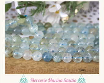 RARES Magnifiques perles en aigue marine 8mm 6mm Les couleurs sont 100% naturelles du bleue, jaune, vert,