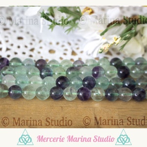 Perles en fluorite arc-en-ciel 8mm ou 6mm top qualité 100% naturelle pour reiki , chakras image 1