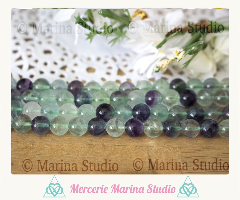 Perles en fluorite arc-en-ciel 8mm ou 6mm top qualité 100% naturelle pour reiki , chakras image 1