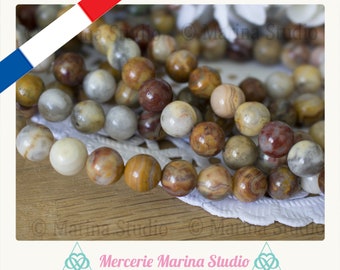 Lot de 10 perles en agate dentelles 8mm - 100% naturelle origine Inde---Minimum de commande 5 euros hors frais d'envois