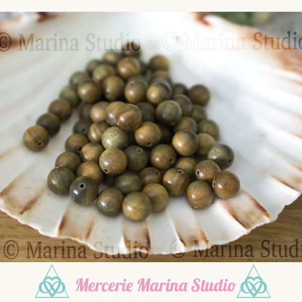 10 sandalwood beads 8mm or 6mm natural---Minimum of order 5 euros excluding shipping costs