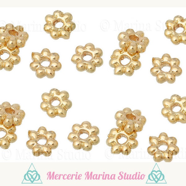 10 perlas relleno flores chapadas oro 14 quilates 5x5mm