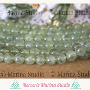 Perles en prehnite 8mm ou 6mm ou 4mm naturelles et perles en prehnite avec épidote au choix image 2