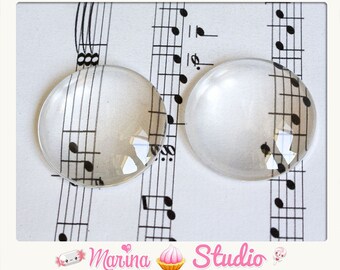 5 Cabochons 30mm  en verre transparent  MS14724---Minimum de commande 5 euros hors frais d'envois