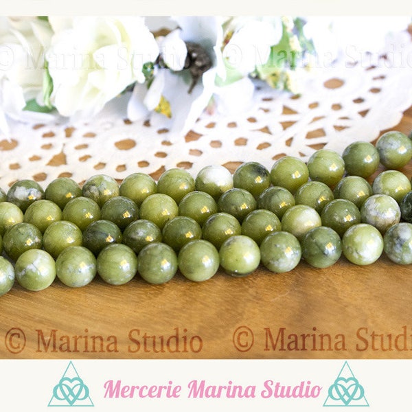 10 perles en jade vert  8mm ou 6mm - perles naturelles non teintées---Minimum de commande 5 euros hors frais d'envois