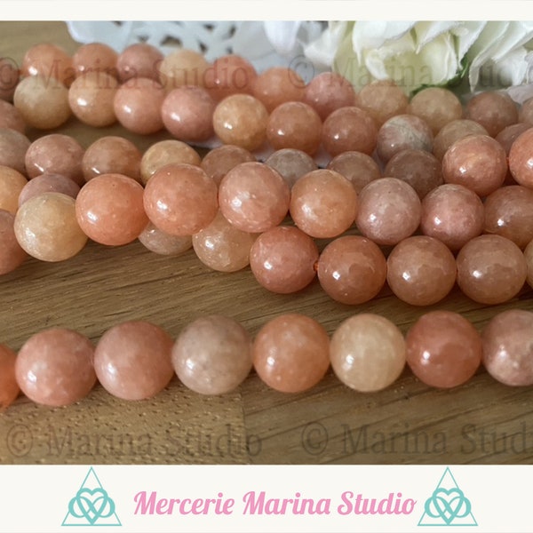 Rares lot de perles en calcite orange 8mm calcite caramel 8mm - perles naturelles---Minimum de commande 5 euros hors frais d'envois