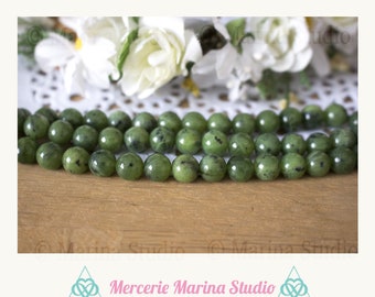 Veritables Perles en jade en Nephrite 8mm ou 6mm - perles naturelles non traitées---Minimum de commande 5 euros hors frais d'envois