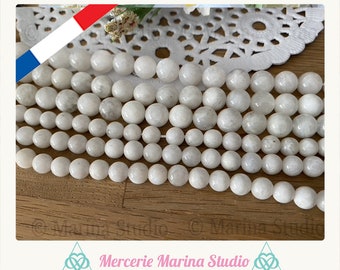 Lot de perles en pierre de lune naturelle blanche A+ 8mm ou 6mm
