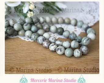 Perles en serpentine olive en 8mm ou 6mm---Minimum de commande 5 euros hors frais d'envois