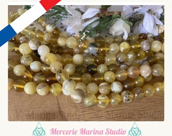 Lot de perle en opale jaune 8mm - perleopale chemin de vie - 100% naturelles---Minimum de commande 5 euros hors frais d'envois