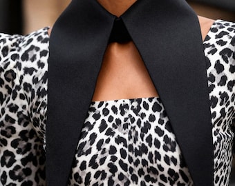 Colletto staccabile in cotone strutturato di qualità NERO: cravatteria alla moda, regalo per lei