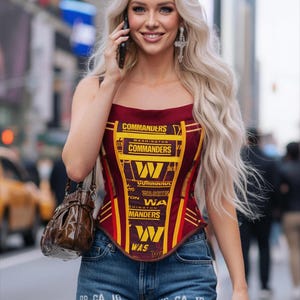 Football Team Apparel WASHINGTON COMMANDERS Football Team Corset Bustier Top, Birthday Gift, Party Outfit Girls Night, Game Day Outfit Gift