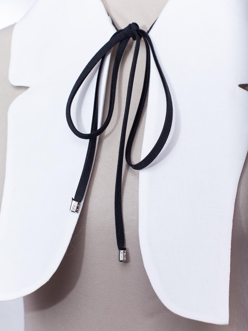 BUTTERFLY Colletto staccabile in popeline di cotone bianco: regalo di alta moda per lei immagine 8