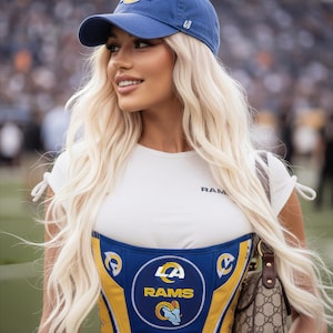 Pro Football LA RAMS Football Team Corset Bustier Top, Mothers Gift, Birthday Gift Party Outfit Girls Night, Game Day Outfit Girlfriend Game