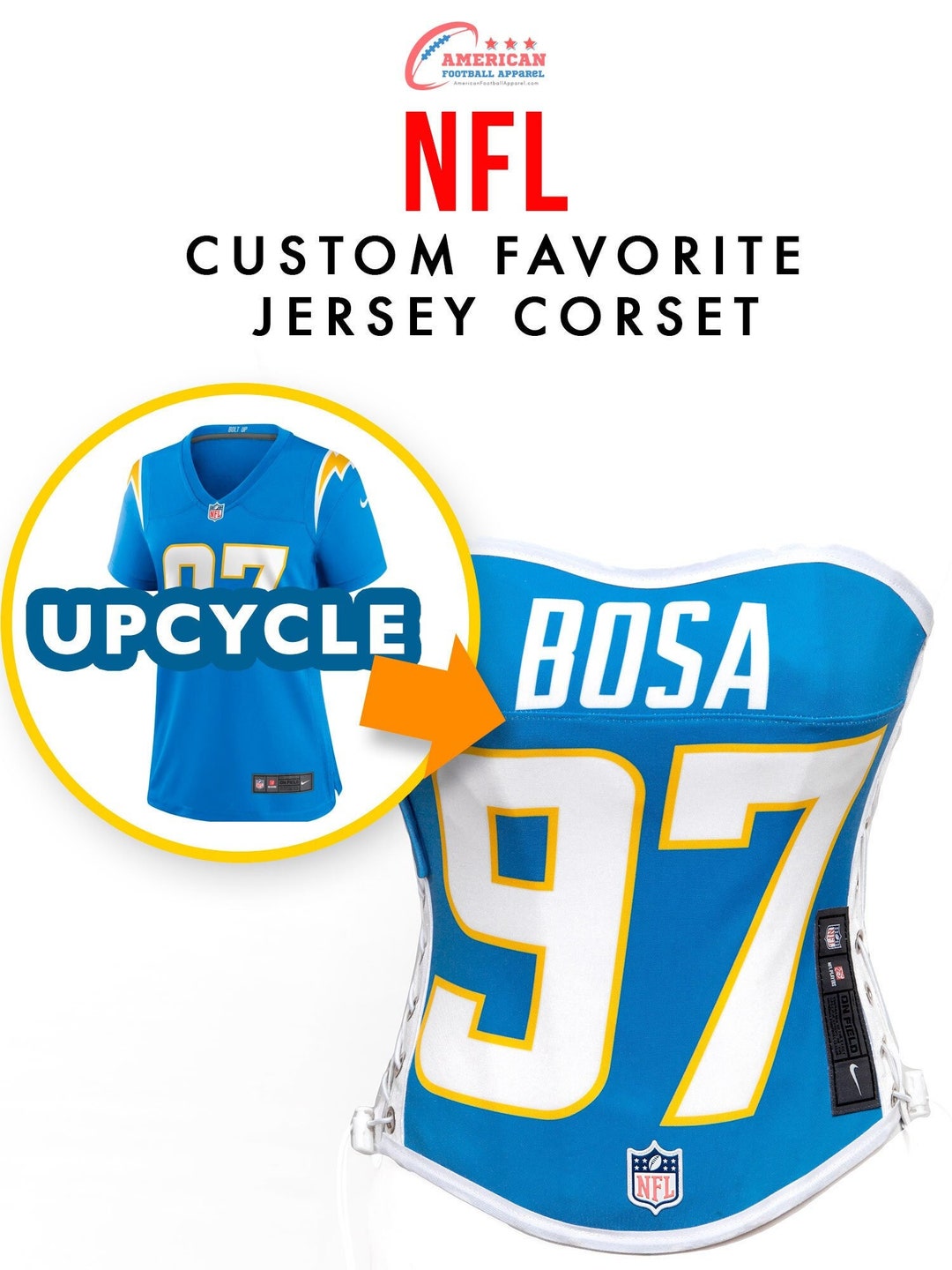 NFL Apparel UPCYCLE Custom Jersey Football Team Corset Bustier Top ...