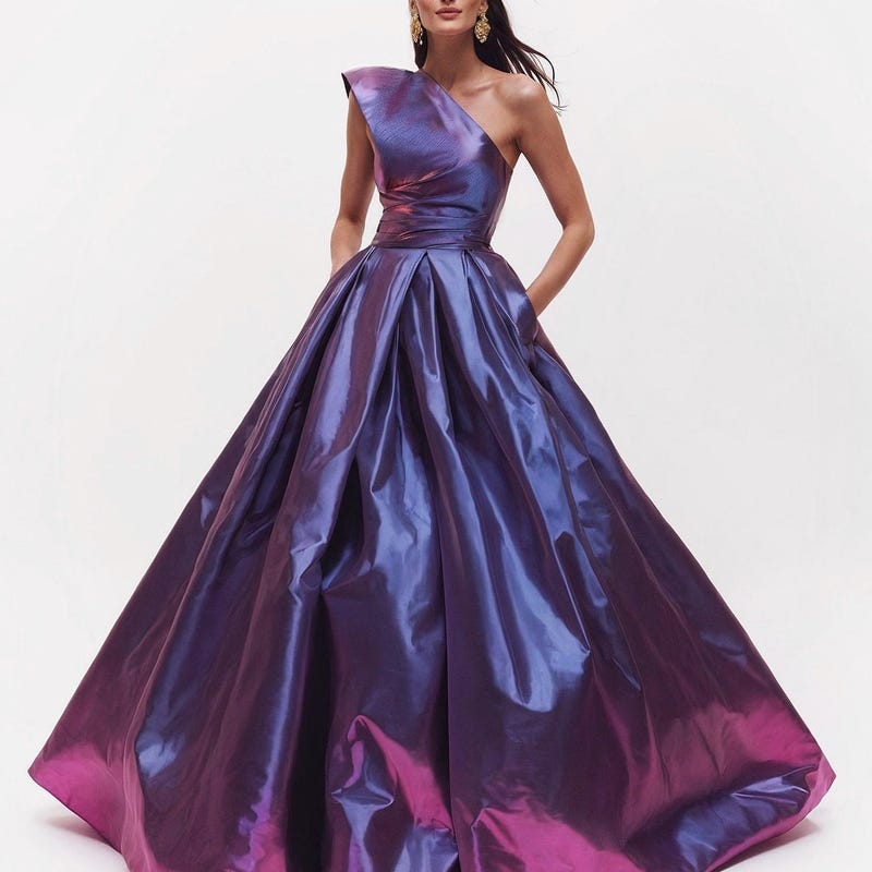 Two Tone Taffeta Empire Cut Party Dress 11159 main image 0