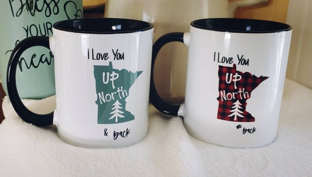 Minnesota up North 11 Oz 2sided Mugs White Mugs With Black Etsy
