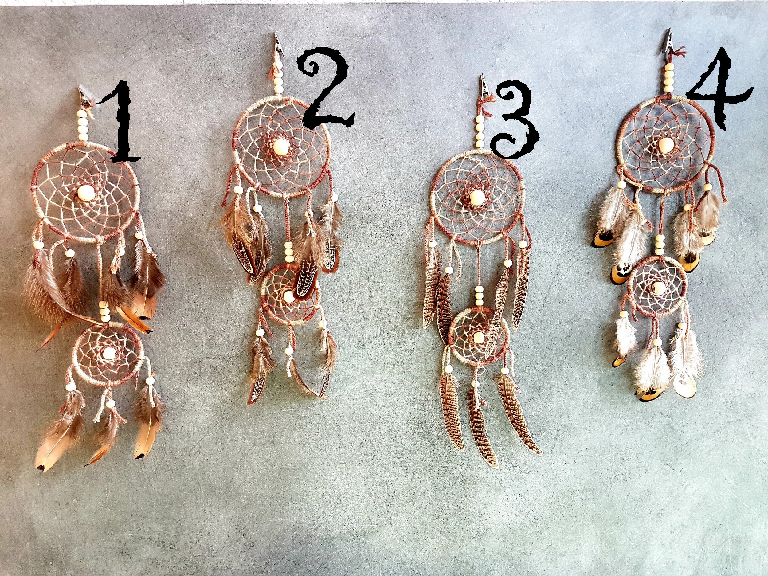 Attrape Rêves, Fait Main, Dreamcatcher, Marron et Beige, Naturel, Plumes de Faisan, Décor Mural/Tail