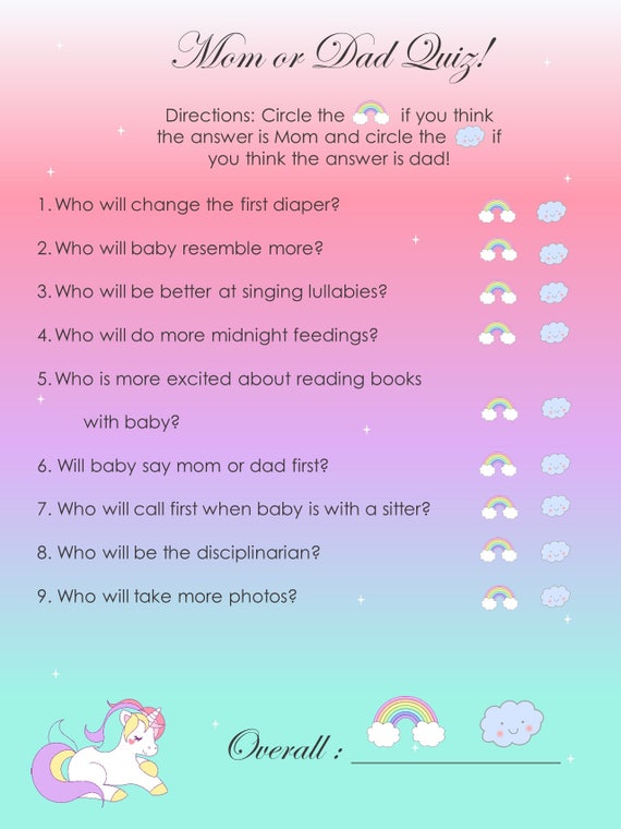 Mother or Father Quiz Printable Gender Explain Video game photo about Gender Reveal Printable named Mother or Father Quiz Printable Gender Demonstrate Activity
