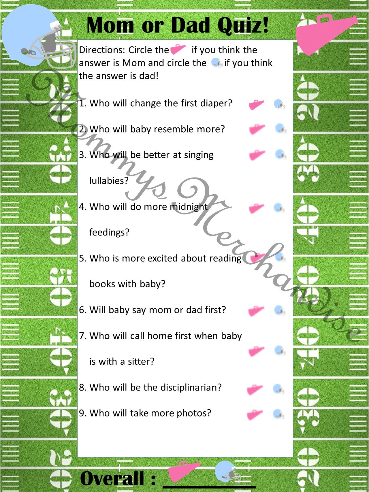 Mom or Dad Quiz Printable Gender Reveal Game Etsy