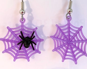Spiderweb 3d printed Earrings webs with and/or without a Spider