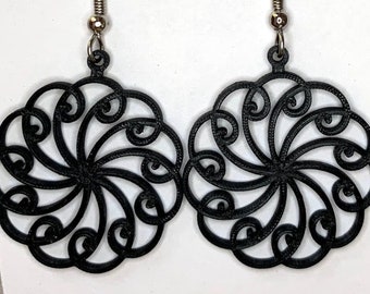 Phi-flower, a Golden Ratio Spiral circle, Mandala design, sacred geometry, 3d printed earrings made with math and code